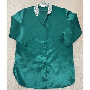 VTG Gold Label Victoria's Secret Nightgown Night Shirt Green M/L‎ St. Patrick's